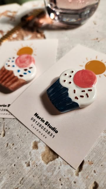 پیکسل دستساز سرامیکی طرح کاپ کیک